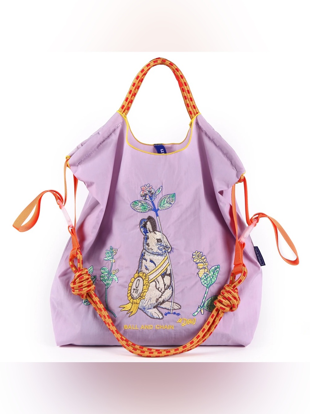 Ball & Chain Embroidered Bunny Waterproof Nylon Tote Bag Foldable Travel Beach